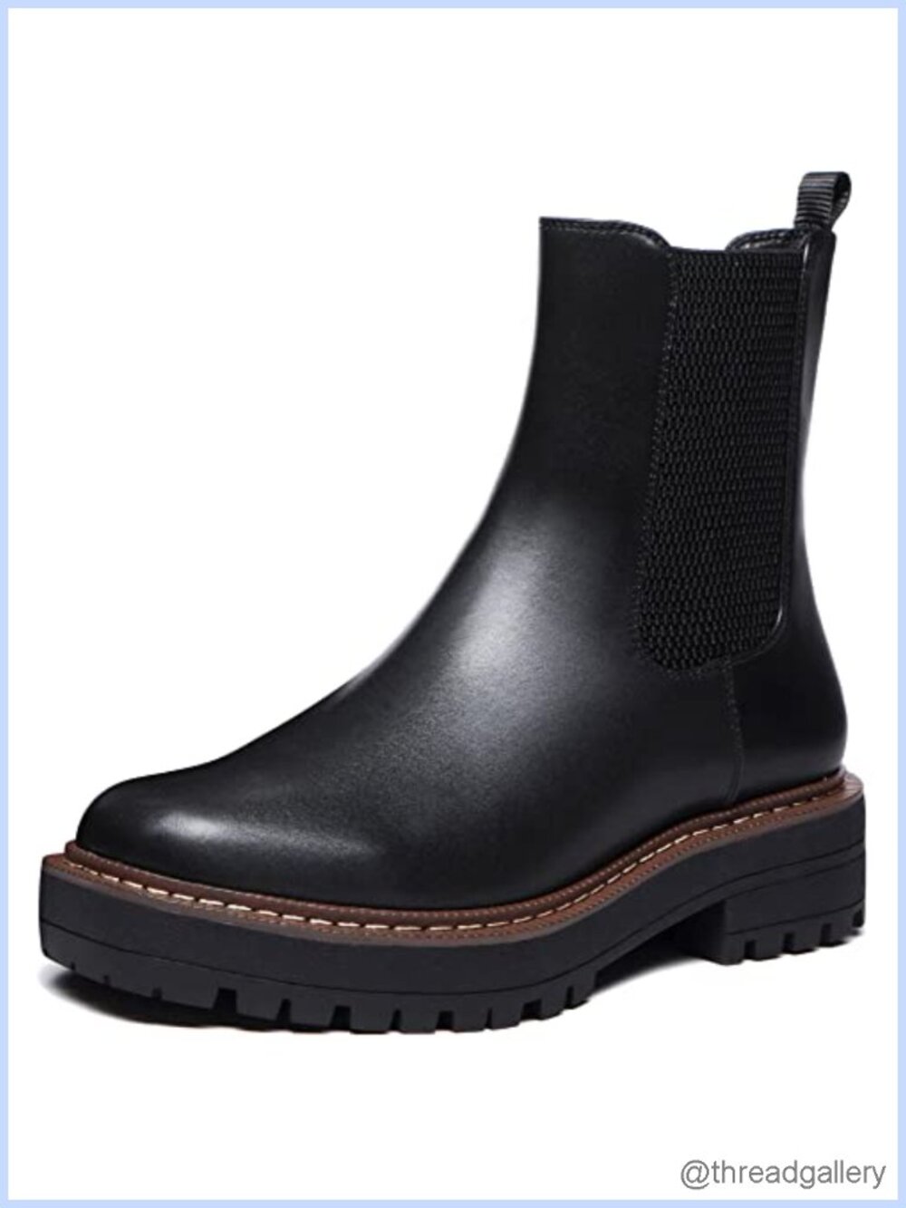 Womens Low Heel Chelsea Platform Ankle Boots Faux Leather Block Heel